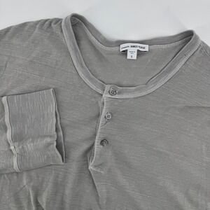 James Perse Standard Mens 2XL Size 5 Gray Long Sleeve Henley Button Up Shirt